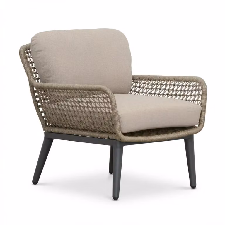 LUX outdoor living Mila low dining tuinstoel - beige/antraciet - touw en aluminium