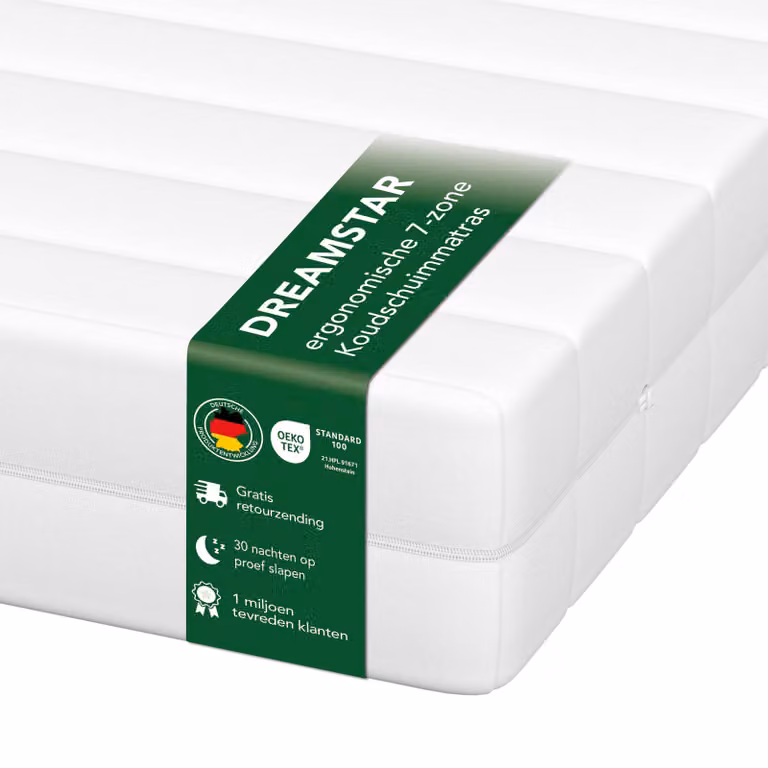 DREAMSTAR Simple Flex Ergonomische 7-zone koudschuim matras B/D/H: 180 x 200 x 12 cm Hardheid H2 & H3