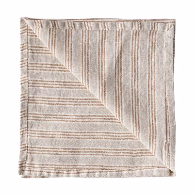 Tell Me More Washed linen servet Hazelnoot streep
