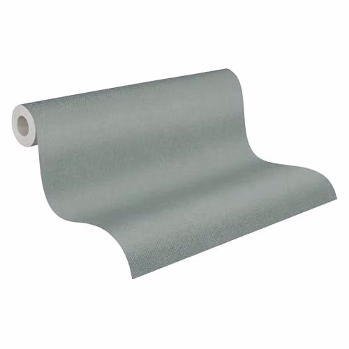 A.S. Création Vliesbehang met textielstructuur, Groen/Turquoise, Effen, Breedte: 53 cm, Lengte: 10,05 m