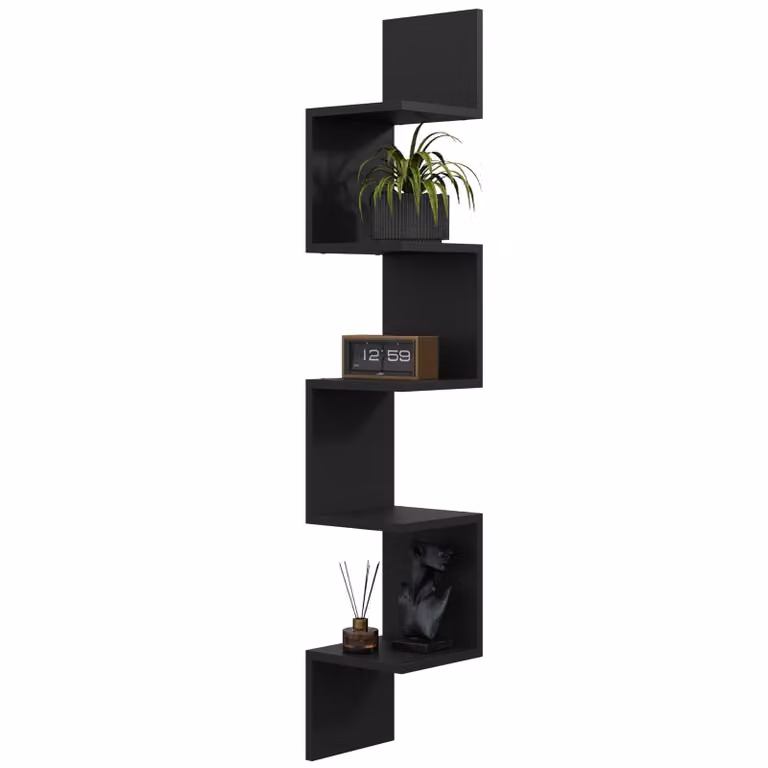 Krokus Meble Eckrek MIDI zwart – modern hoekwandrek voor boeken en decoratie