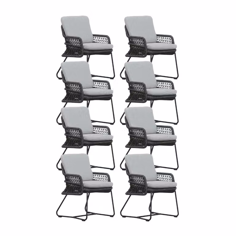 Gianna tuinstoel set van 8 met touw en aluminium in Stone Grey
