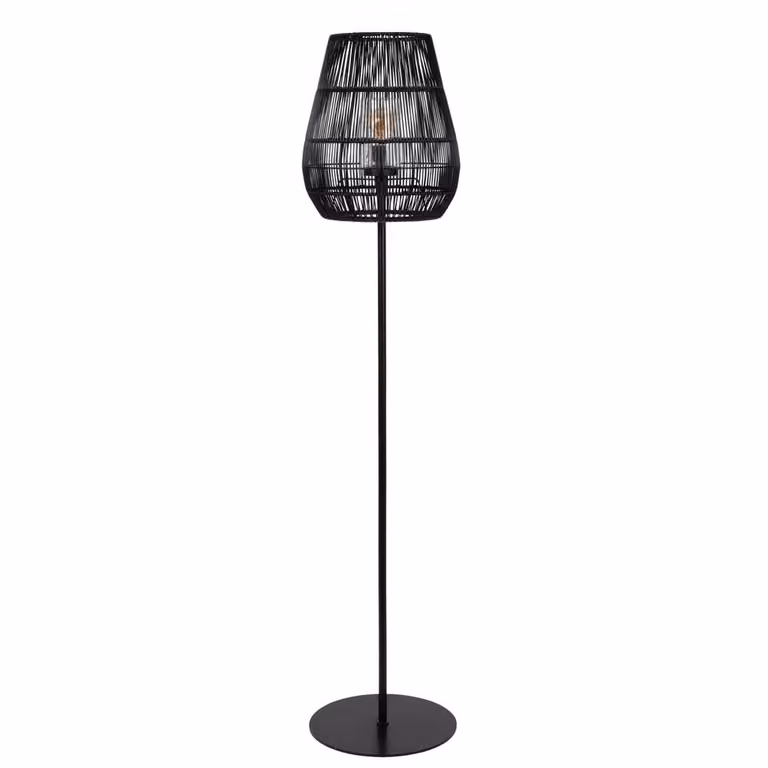 Lucide Nerida Vloerlamp zwart IP44 met ronde kap Ø 35 cm