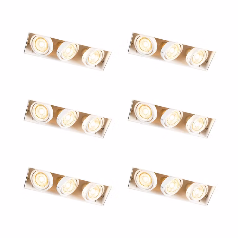 Qazqa Set van 6 Inbouwspots wit trimless draai- en kantelbaar