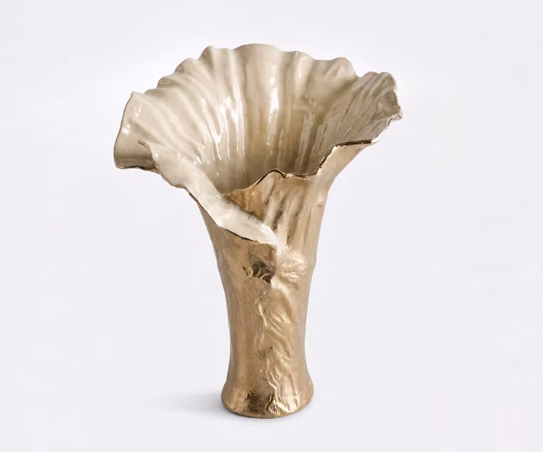 DELIFE Vaas Floris Handgemaakt Aluminium Champagner Ivory B: 46 cm, D: 39 cm, H: 57 cm