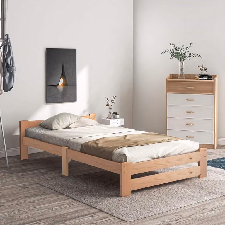 Massief houten eenpersoonsbed van grenen, 90 x 200 cm
