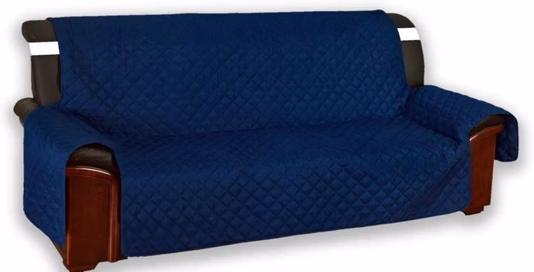 Gewatteerde bankovertrek voor 1-zits fauteuil, blauw, 60 cm