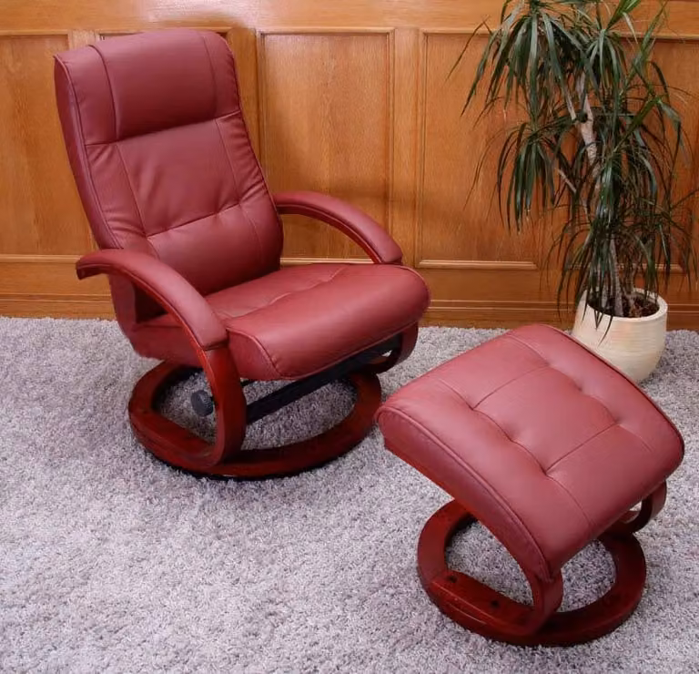 Mendler Pescatori Relaxfauteuil met Voetenbankje, Kunstleer, Bordeaux