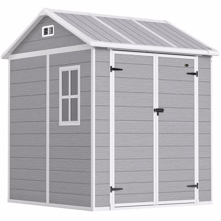 Outsunny Tuinhuis met venster en afsluitbare deur, Kunststof, Grijs