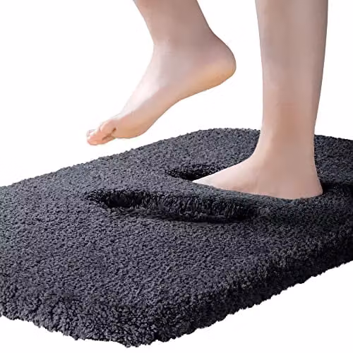 ROLIZOE Badmat - Zwart - Superzacht en Absorberend - Microvezel - 60 x 90 cm