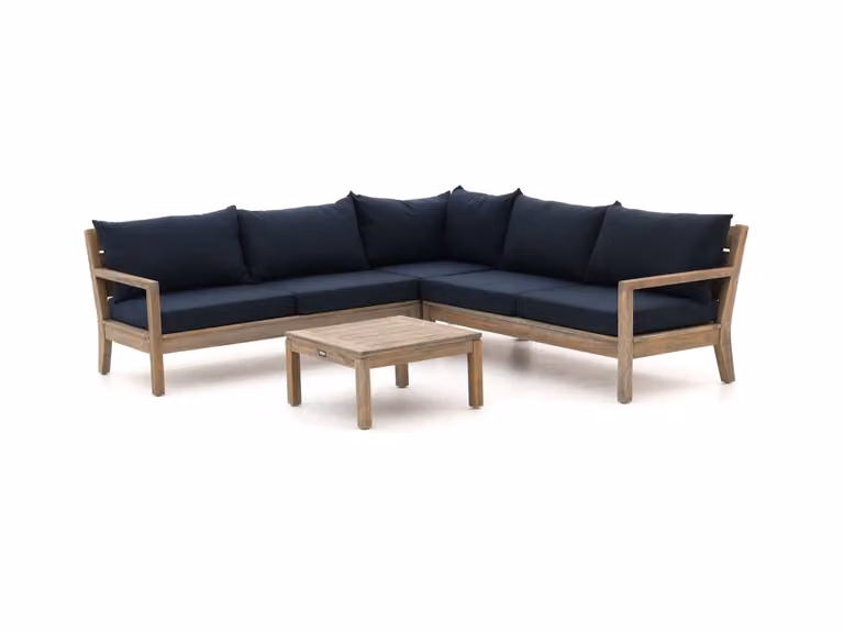 ROUGH Hoek loungeset voor 5 personen in Old Teak Greywash met gepolsterde kussens