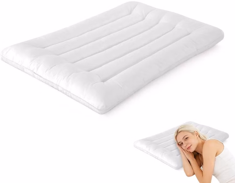 Dailygoods Ultraplat hoofdkussen - Orthopedisch dun kussen voor rug-, buik- en zijslapers - Wit - 46 x 72 cm