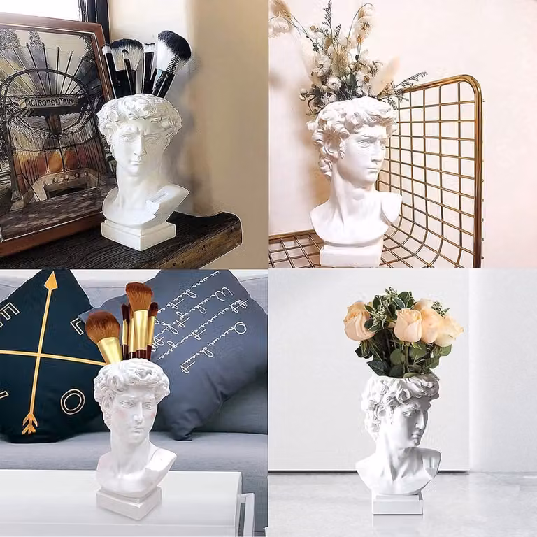 David Hoofd Buste Sculptuur - Decoratieve Bloemenvaas en Plantenpot voor Thuis en Kantoor