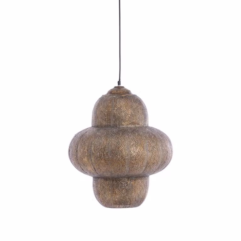 Light & Living Ryota Tiffany hanglamp - Bruin/Goud - Metaal - Ø 42 cm