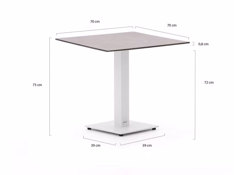 Forza Furniture Tuineettafel Forza Grijs Vierkant HPL Aluminium 70 x 70 cm
