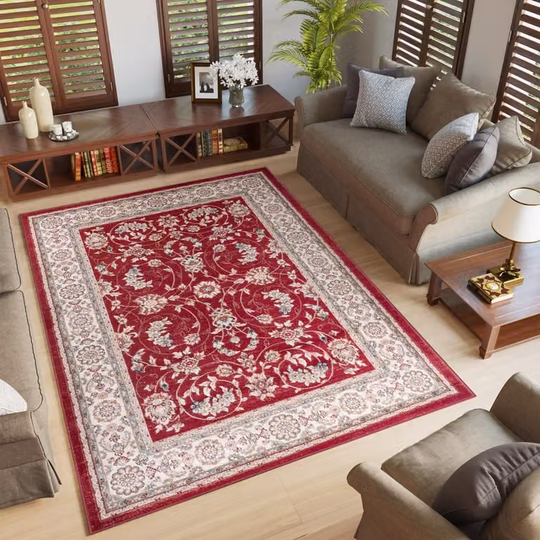Tapiso Colorado Vloerkleed Rood Beige Modern Oosters Tapijt 160 x 220 cm
