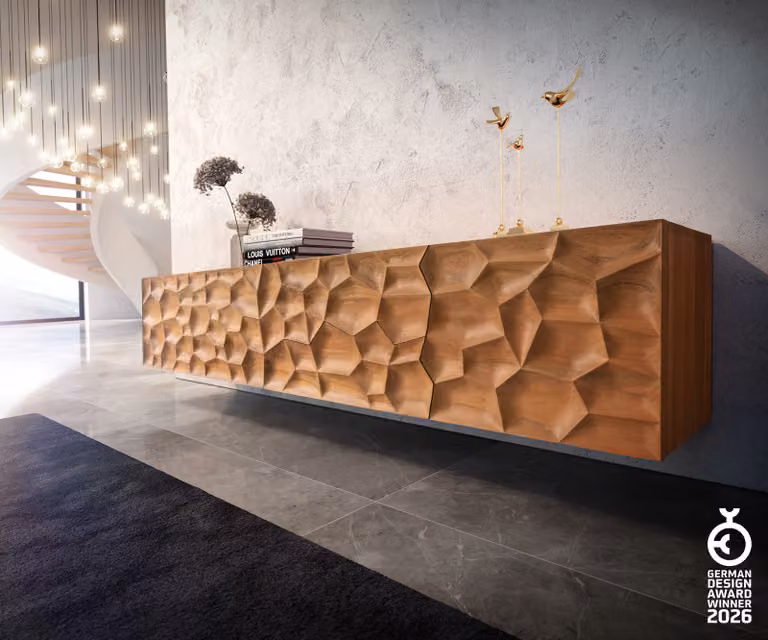 DELIFE Tv-meubel Solu, Acacia hout, Wit/Bruin, Breedte: 220 cm, Diepte: 40 cm, Hoogte: 35 cm