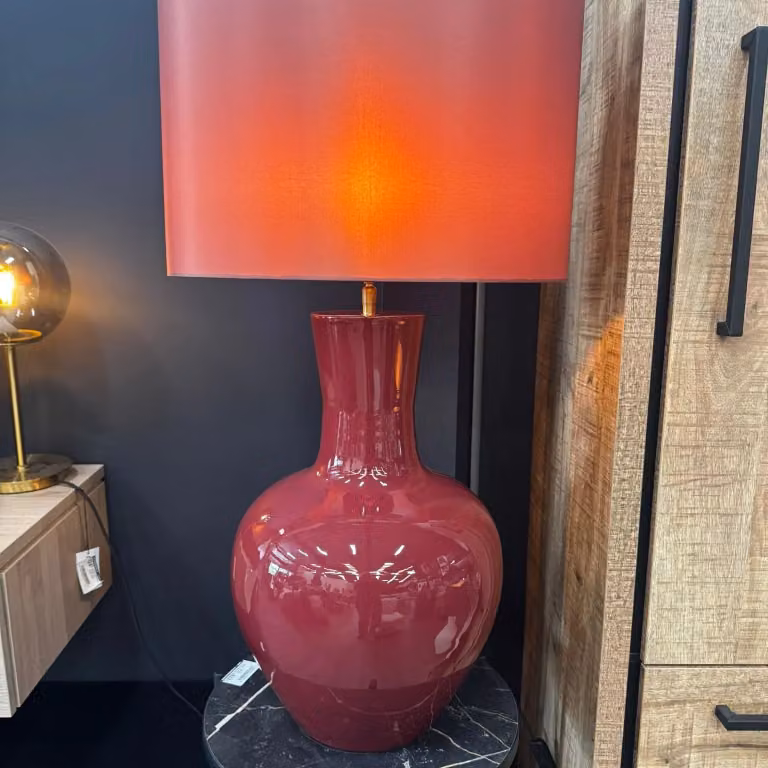 Light en Living NANA Lampvoet, Rood, Keramiek, B/D: 33 x 33 cm, H: 51 cm