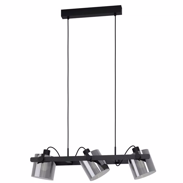 Eglo Hornwood 2 Hanglamp zwart 3-lichts met houten en metalen details
