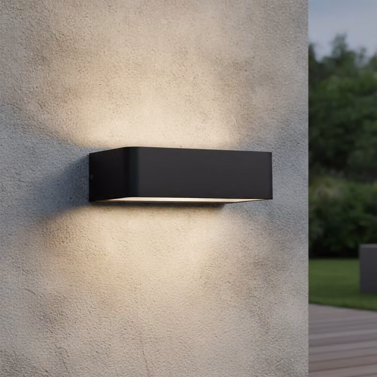 Lyora Solar wandlamp Videno zwart aluminium voor in de tuin