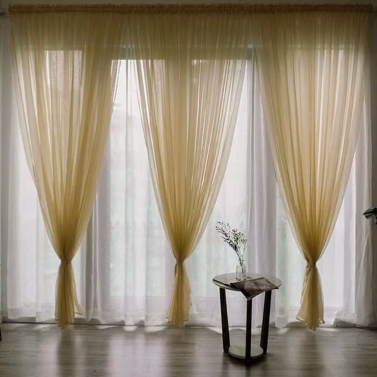 Transparant Tule Gordijn Decoratief Raamsjaal voor Woonkamer Decoratie B: 1 m, L: 27 m