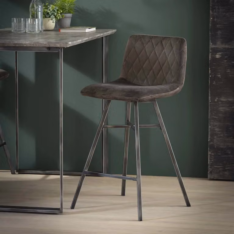 WoonStijl Barstoel Diamond Platte Buis VPE4 - Antraciet Velours