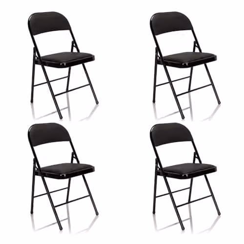 hjh OFFICE Tudela set van 4 klapstoelen, zwart kunstleer, bezoekersstoel tot 130 kg belastbaar