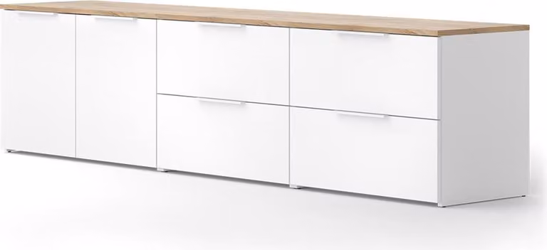 Vicco Wido Woonwand Wit/Sonoma, 3-delig wandmeubel met deuren en laden