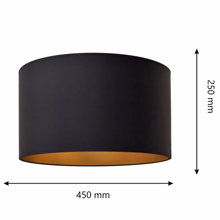 HELam Lampenkap Alba Cylinder, zwart/goud, Ø 45 cm, E27