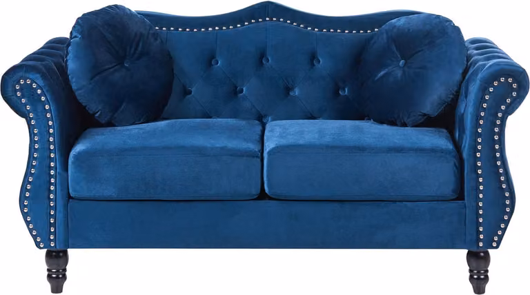 SKIEN II Chesterfield bank - Marineblauw - Fluweel