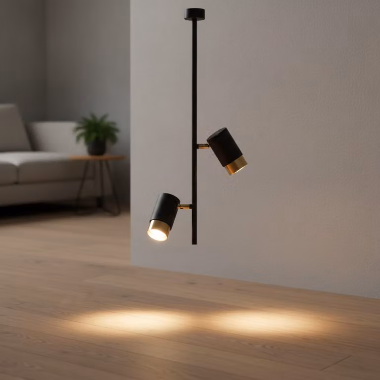 Lyora Plafondlamp Pongo Dubbel - Zwart en Goud/Messing