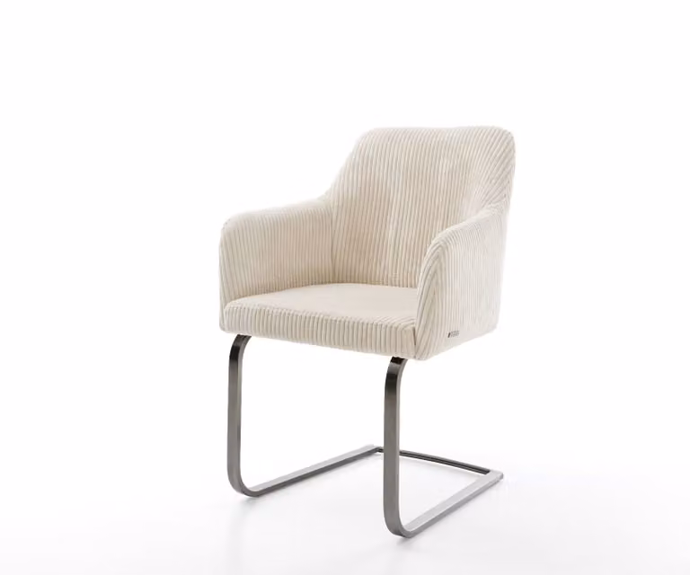 DELIFE Greg-Flex Sledemodel Stoel met Armleuningen in Beige Corduroy en Grafiet Metaal
