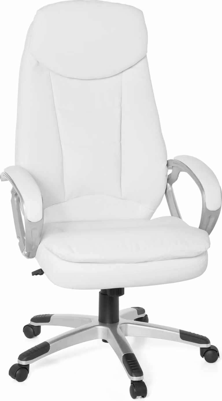 AMSTYLE Chefsessel Cosenza Bureaustoel met Armleuningen, Kunstleer, Wit