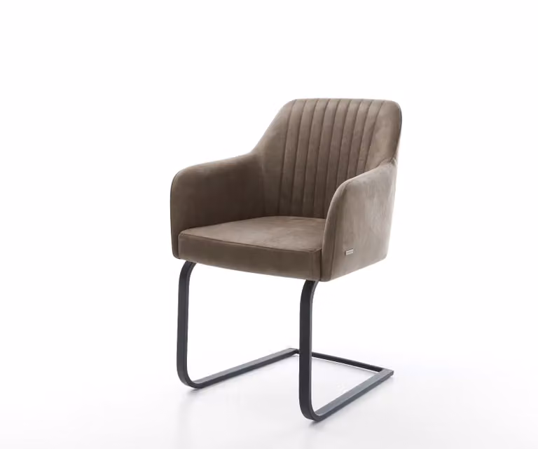 DELIFE Greg-Flex Sledemodel Stoel met Microvelours Bekleding in Taupe en Zwart met Pocketveer Kern