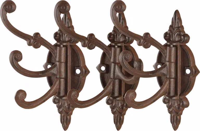 Best for Boots Wandplaat met 3 haken, 6 stuks, Gietijzer, Breedte: 23 cm
