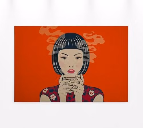 A.S. Création Canvas afbeelding Aziatische vrouw cultuur - Kunstdruk oranje - B: 90 cm, H: 60 cm