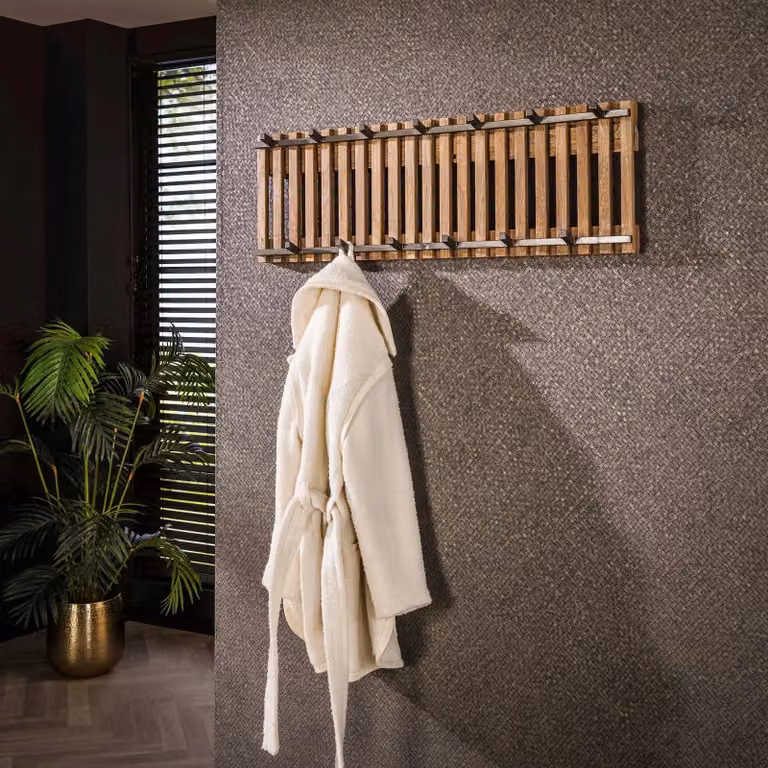 WoonStijl Kapstok Tweak met 13 haken, Mango hout, Bruin/Zand