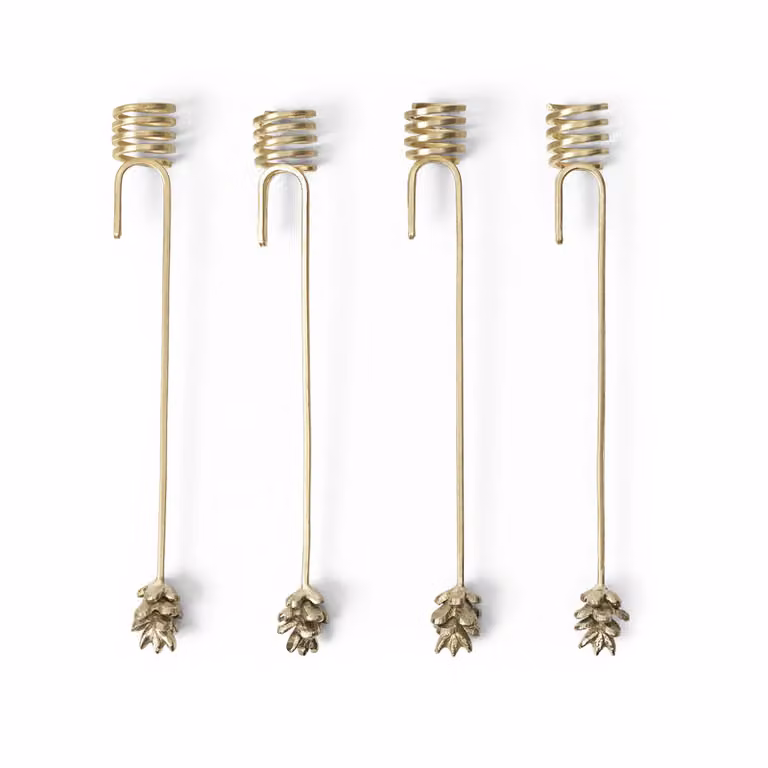 Ferm Living Forest kerstboomkaarsenhouders 4-pack goud metaal