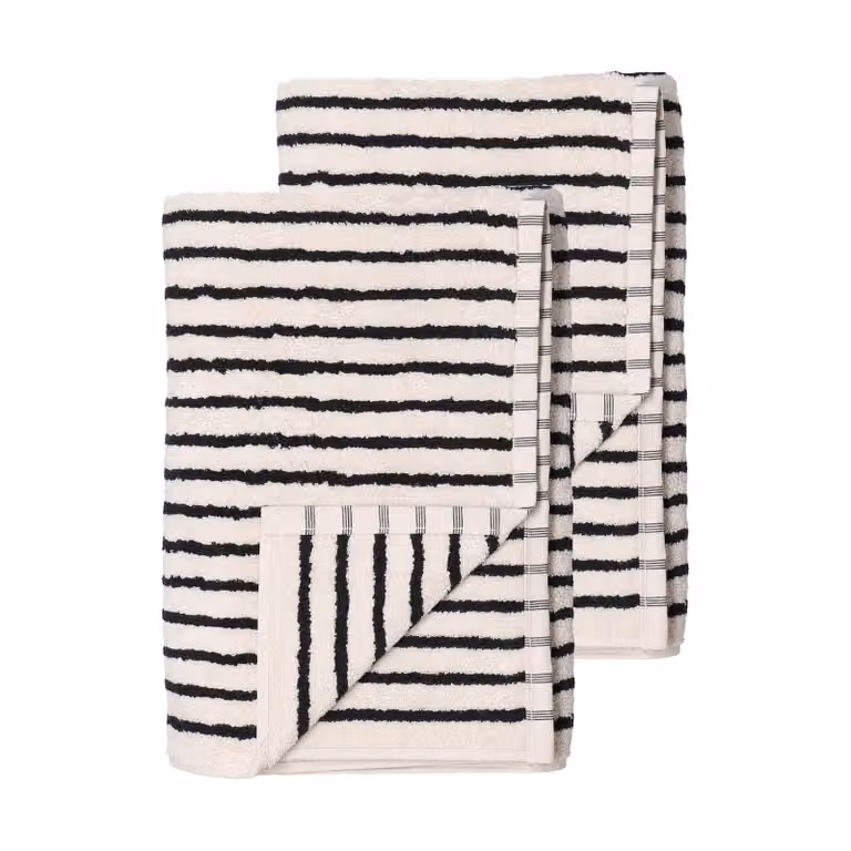 Scandi Living Drift badhanddoeken 2-pack - Wit-zwart - B: 100 cm, L: 150 cm