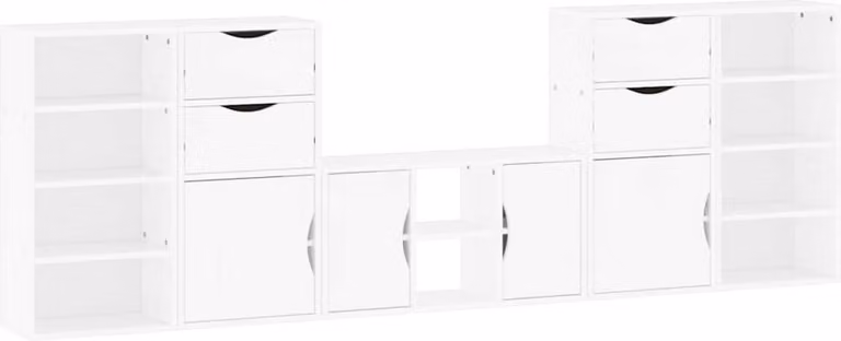 vidaXL 5-delige wandmeubelset ODDA met opbergruimte, wit, massief grenenhout
