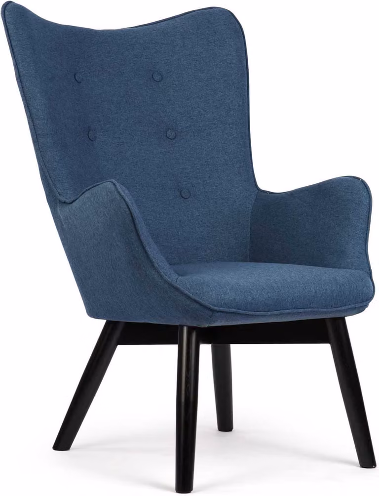 Sofotel Scandinavische lounge fauteuil met voetenbank in Noors blauw