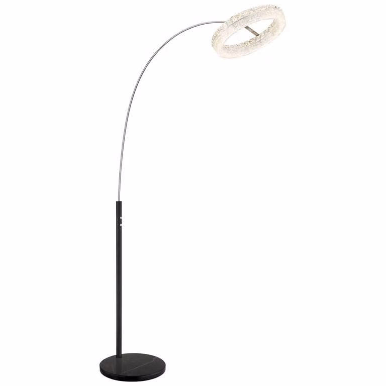 Globo Laurel Booglamp zwart met transparante glazen kap - 190 cm