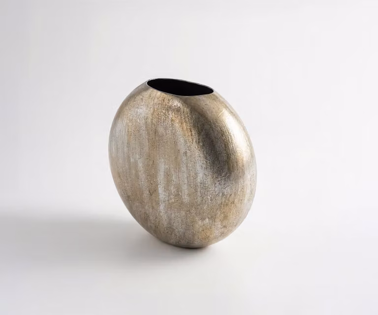 DELIFE Vaas Orbia Handgemaakt Metaal Platin Aurum B: 33 cm, D: 13 cm, H: 31 cm