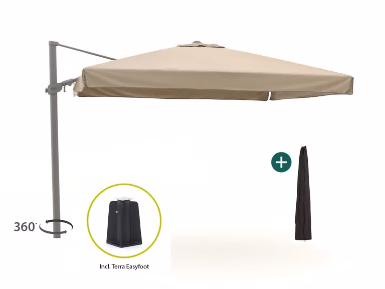 Shadowline Miami Parasol met hoes, vierkant, 300 x 300 cm