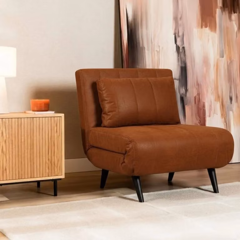 Slaapfauteuil Hanna Bronx71 in cognac bruin eco-leer