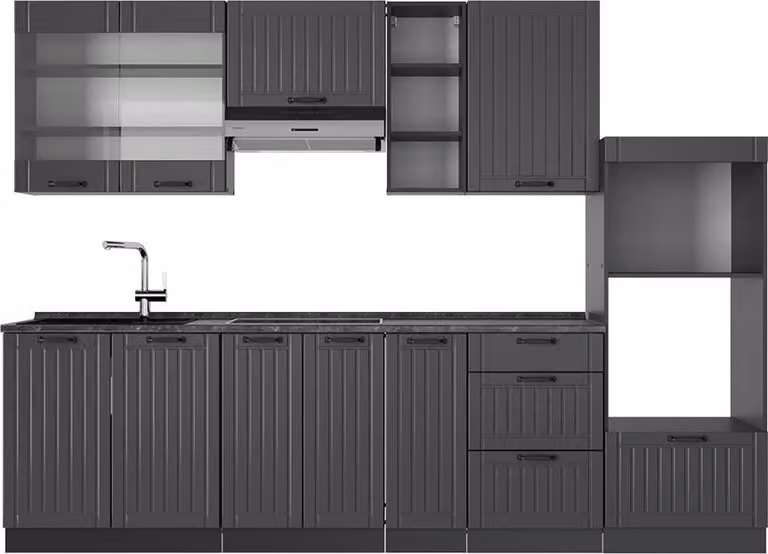 Vicco Fame-Line Keukeneenheid Donkergrijs en Antraciet, Breedte: 280 cm