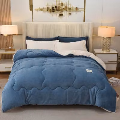 Winterdekbed Teddy Blauw