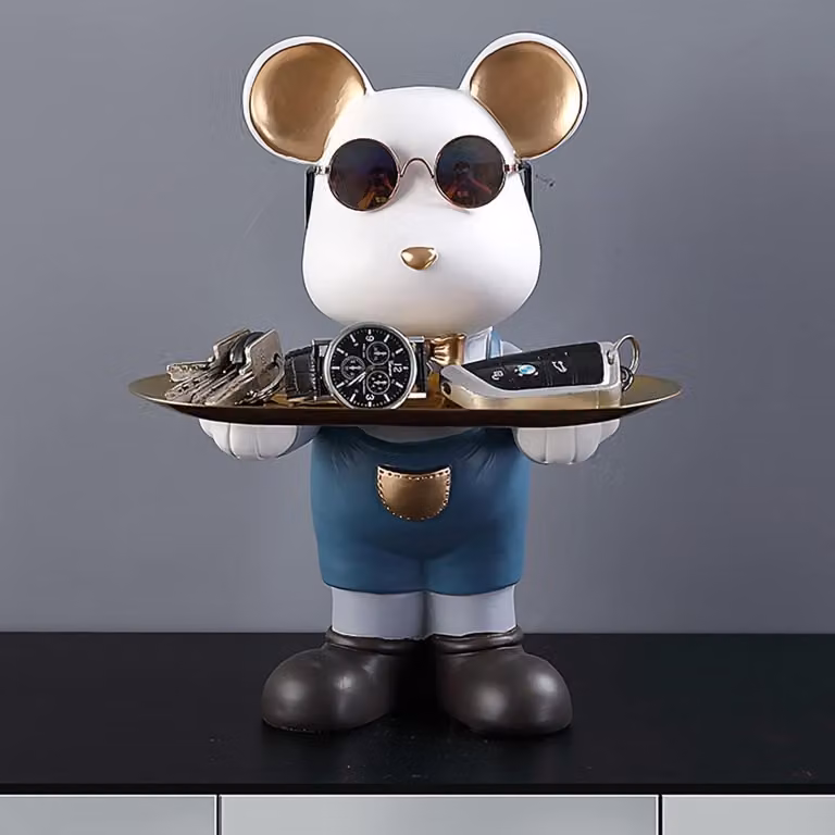 Moderne metalen tray voor decoratieve dierenbeeldjes B/D/H: 30 x 16,5 x 22,9 cm