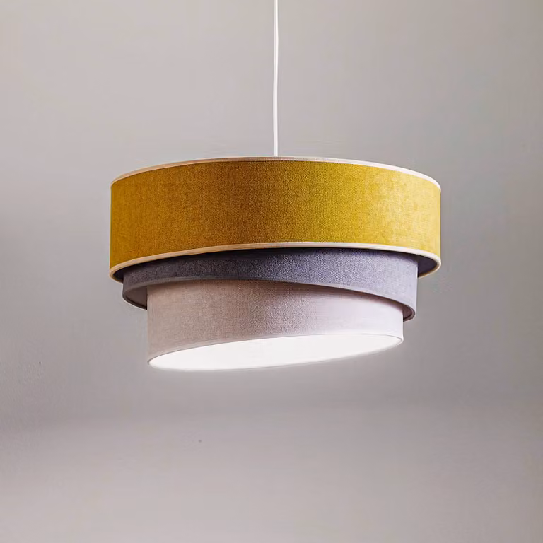 Duolla Hanglamp Pastell Trio, Dimbaar, Geel/Grijs/Wit, Textiel, Modern Design voor Woon- of Eetkamer