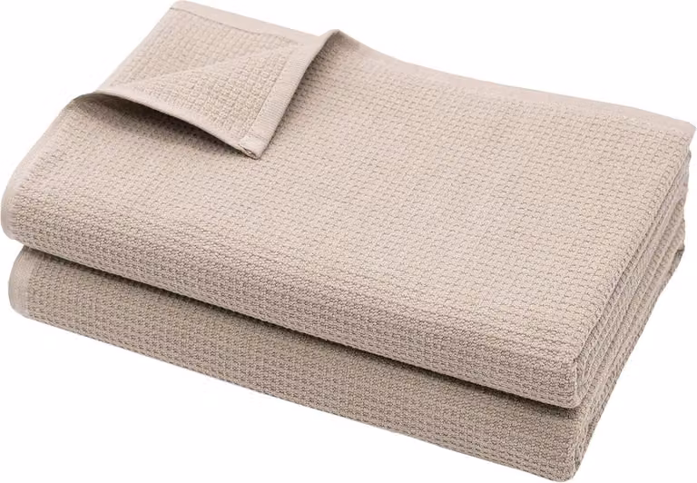 Set van 2 Luxe Saunadoeken Wafelpique Beige B: 70 cm, L: 180 cm